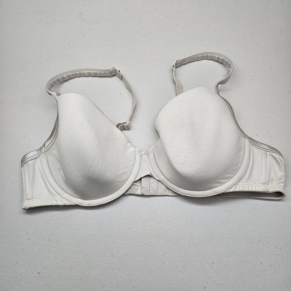 Cacique Women Bra 40D White T Shirt Underwired Knit Adjustable Straps READ